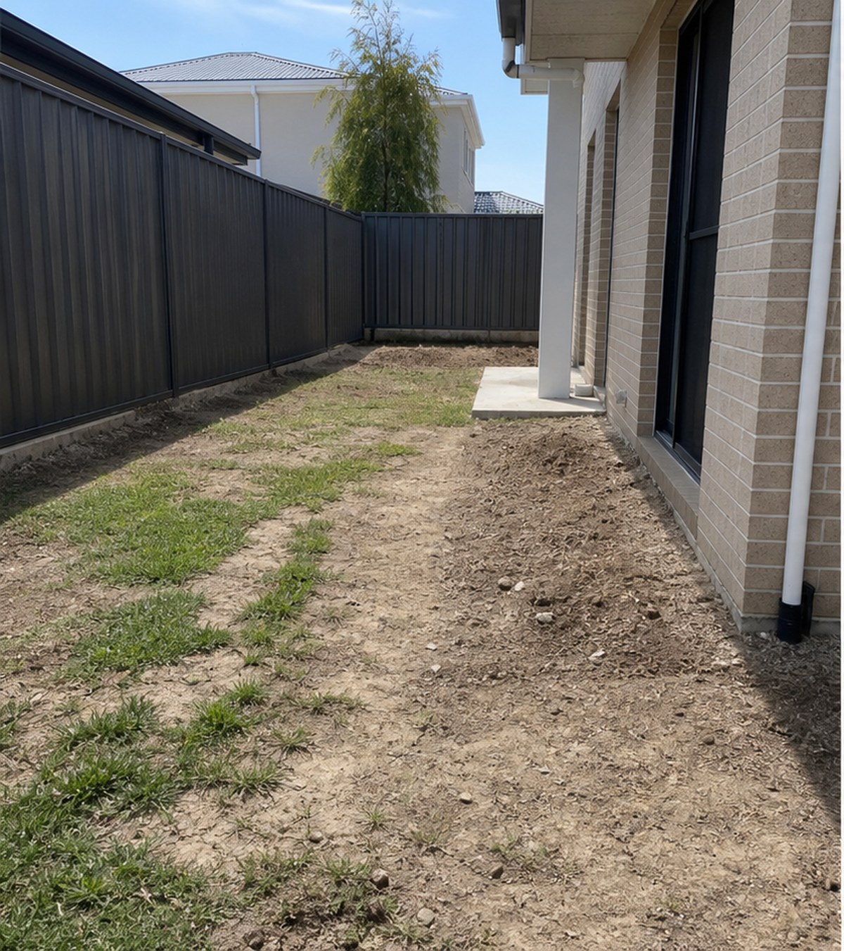 Backyard before landscaping transformation