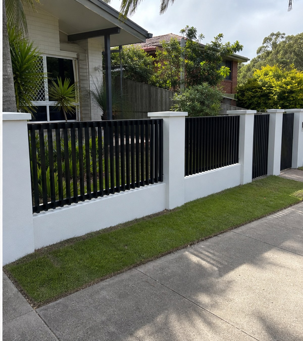 Front yard after fencing and landscaping makeover