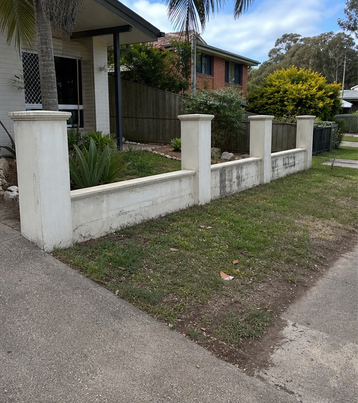 Front yard before fencing and landscaping makeover
